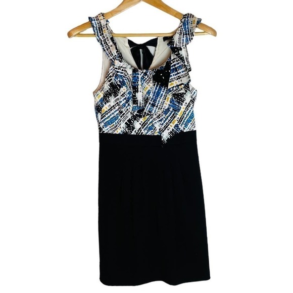 BCBGMaxAzria Dresses & Skirts - BCBG MAXAZRIA Blue Black Gem Accent Sleeveless Party Dress Women’s Size 0